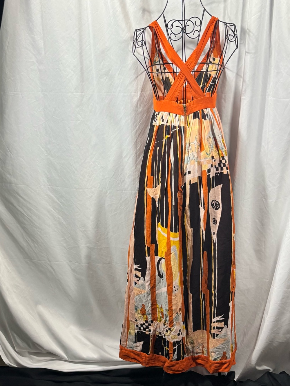 French Connection Orange & Black Striped Maxi Dress - Picture 7 of 7